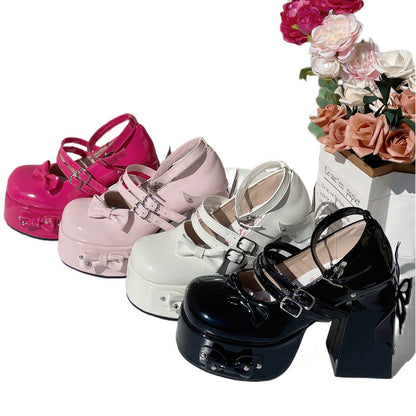 Rivet Bow High Heels