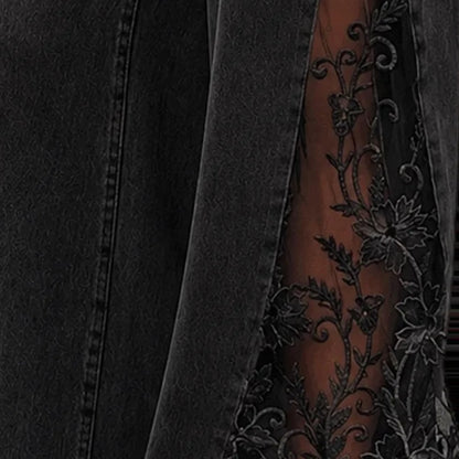 Black lace panel up close