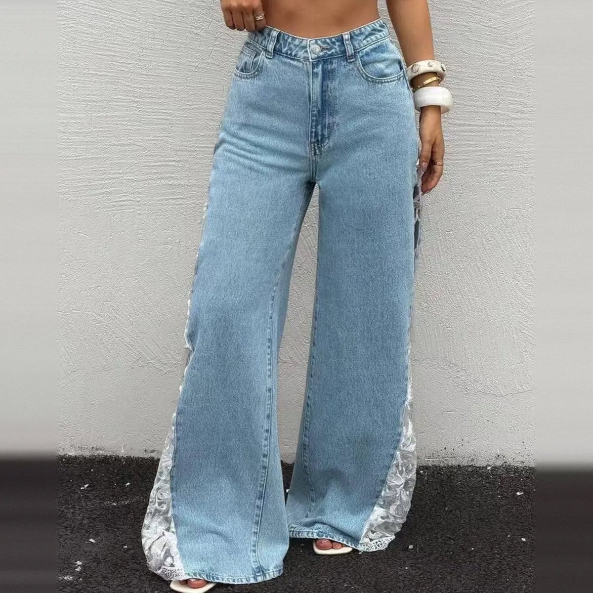 Light blue with white lace, front