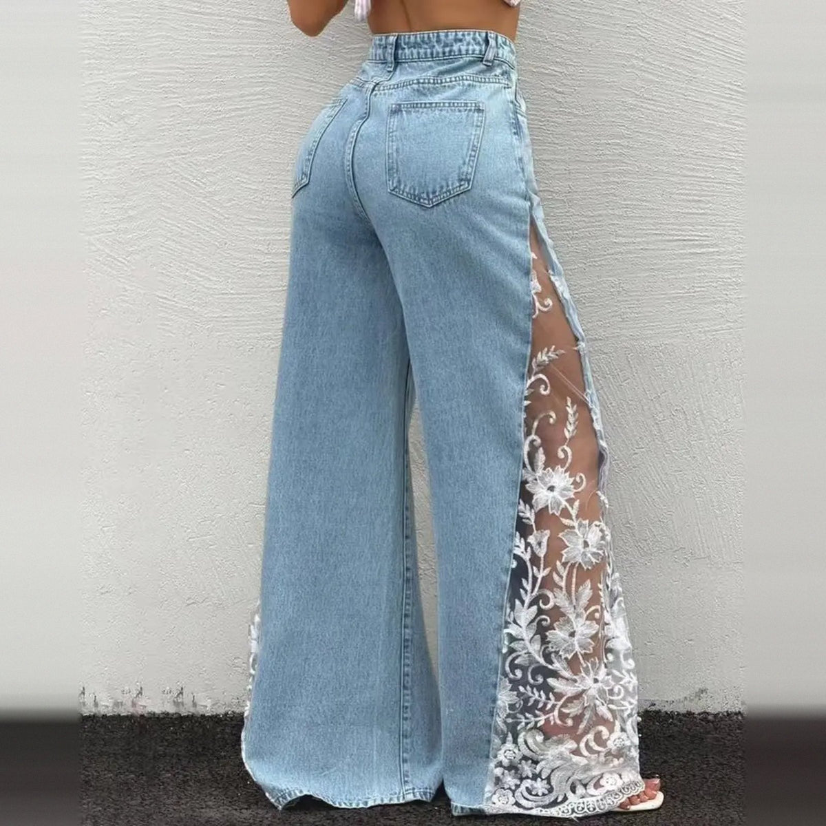 Light blue with white lace, back