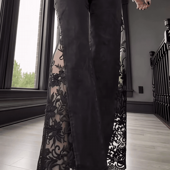 Lace jeans in motion